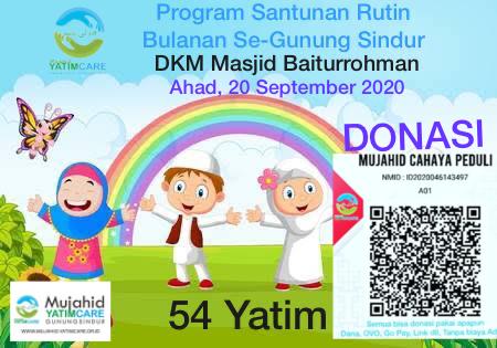 Santunan Bersama Masjid Jami’ Baiturrohman 20 September 2020 – 54 Yatim @Rp. 50.000